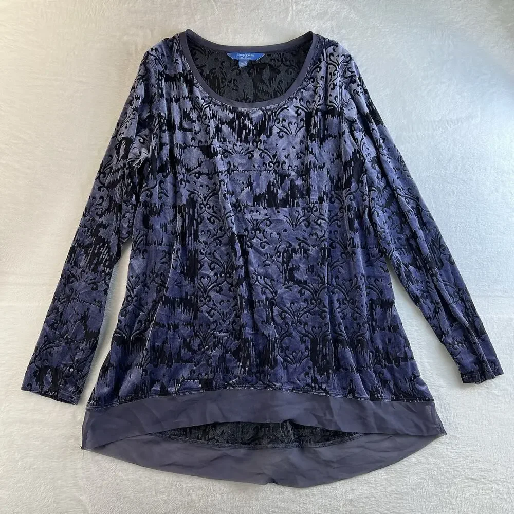 Simply Vera Wang XL Velvet Burnout Tunic Top Fairy Grunge Whimsigoth Fairycore - Picture 2 of 11